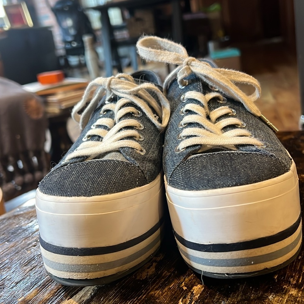 Michael Kors Women’s Ronnie Platform Sneakers Blue Denim Sz 7.5,  Indigo - Picture 4 of 16